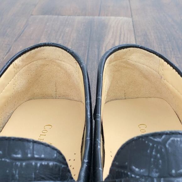 Cole Haan Driving Loafer Penny Loafer Croc Embossed Leather Trillby Size 6 Black - Picture 9 of 14